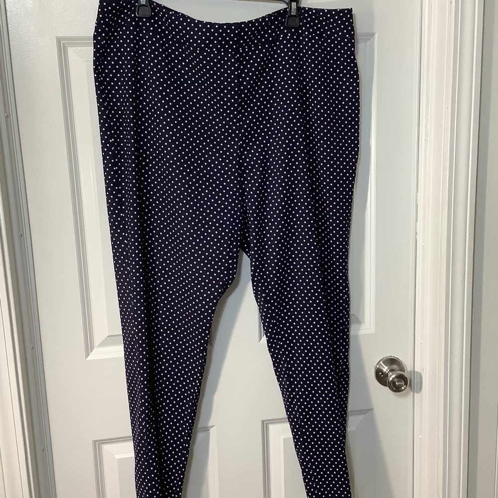 Kasper Navy and White Polka Dot Pants size 18